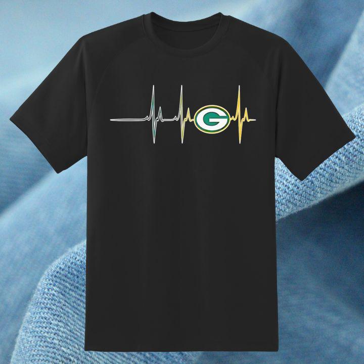 Official Green Bay Packers Football Heartbeat T-Shirt