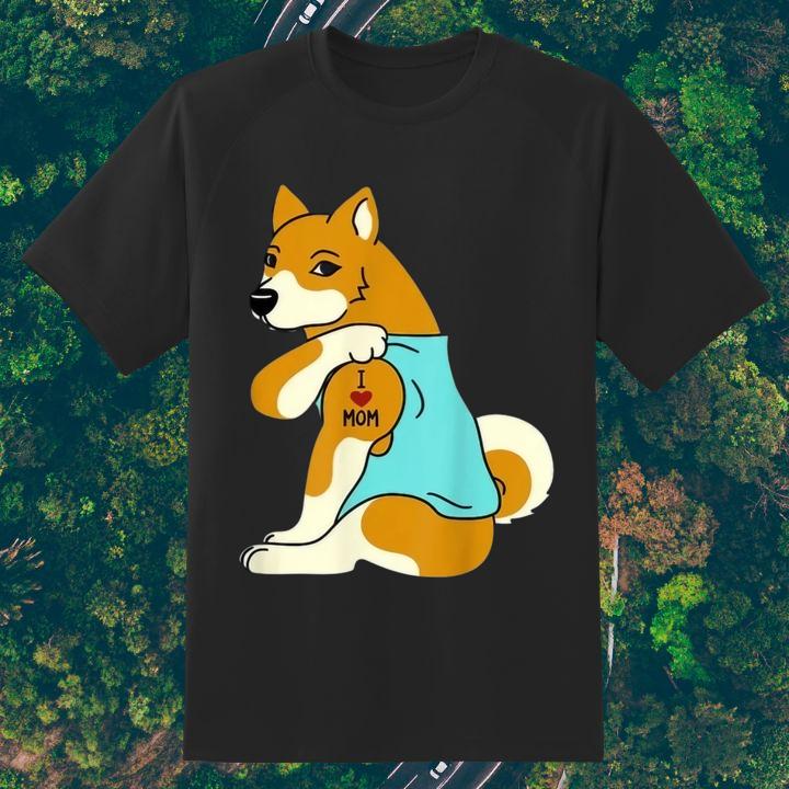 Shiba I Love Mom Tattoo Mothers Day Dog Lover T-Shirt