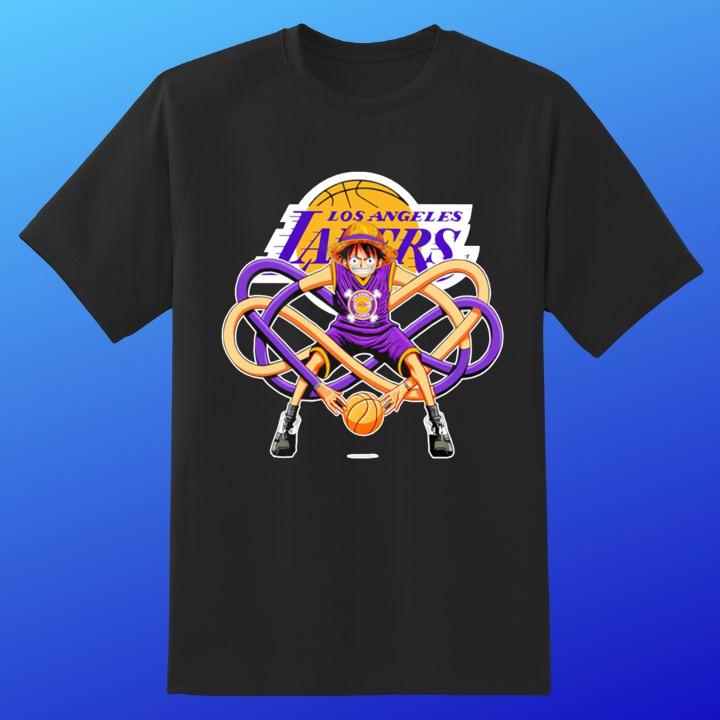 Monkey D. Luffy Los Angeles Lakers One Piece Funny Basketball T-Shirt