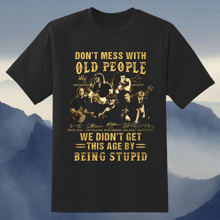 Acdc We Did Not Get This Age By Being Stupid Signatures Vintage T-Shirt