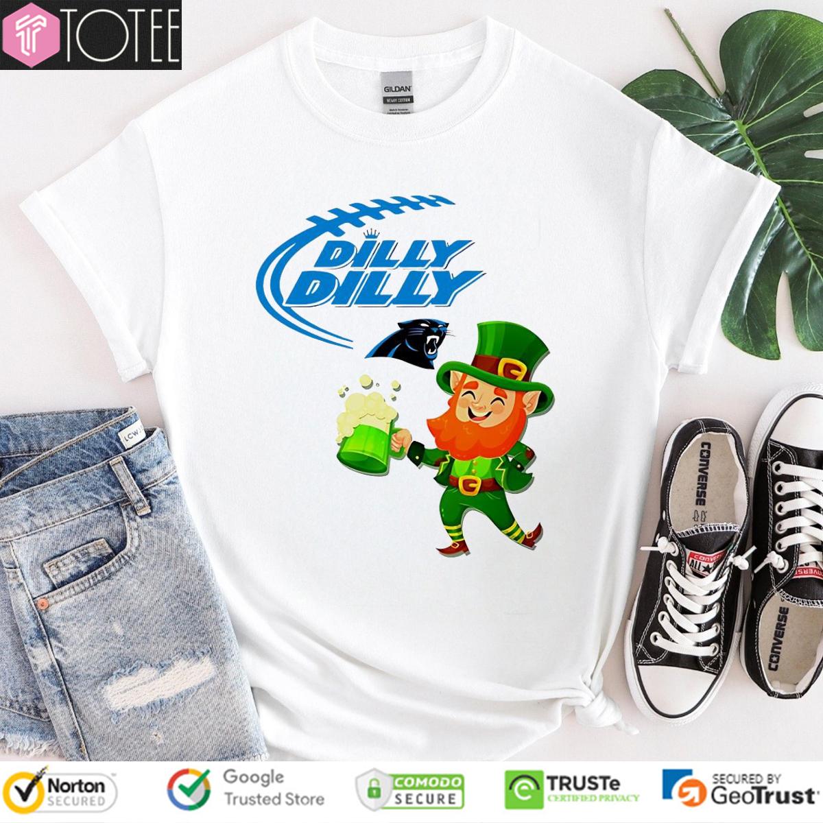 St. Patricks Day Carolina Panthers Leprechaun Irish Dilly Dilly T-Shirt