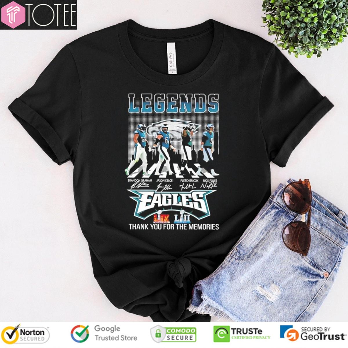 Philadelphia Eagles Legends Abbey Road Foles Cox Kelce Graham Signed Shirt