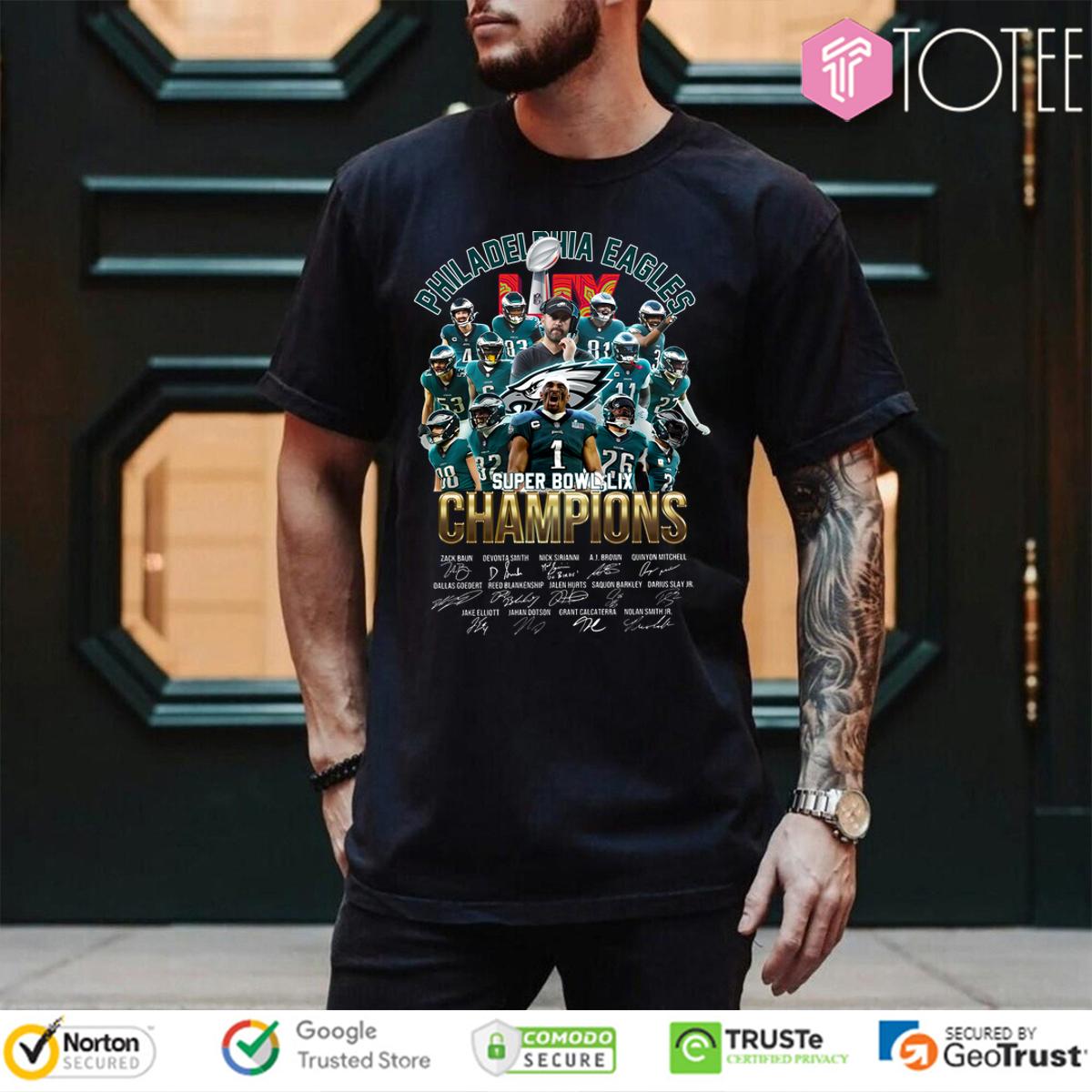 Philadelphia Eagles Super Bowl LIX Champions Signatures T-Shirt