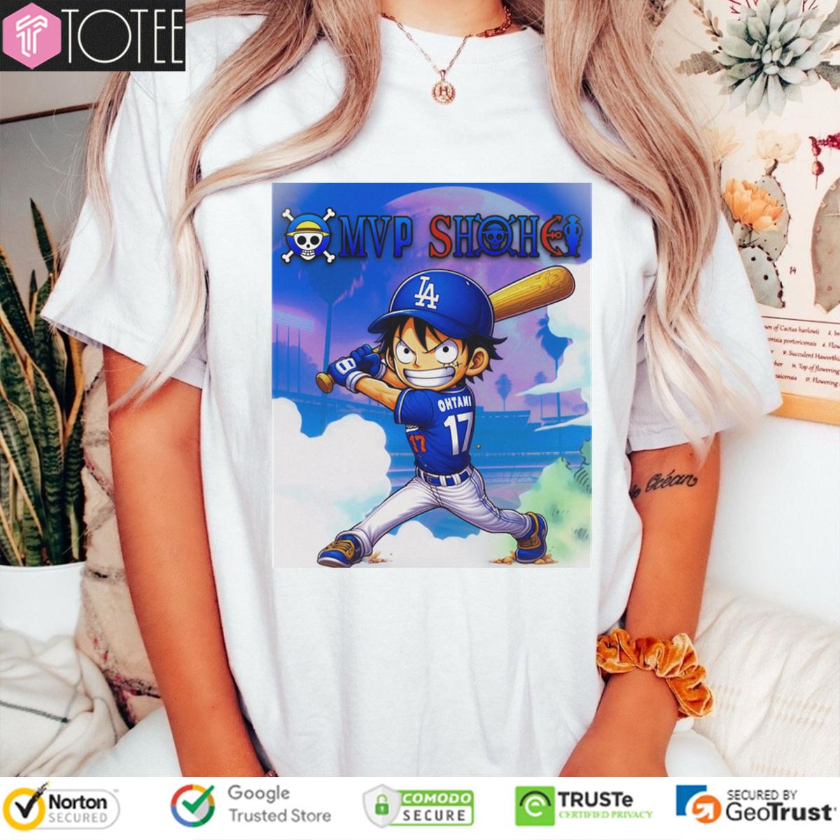 MVP Shohei Ohtani Los Angeles Dodgers Parody Luffy One Piece T-Shirt