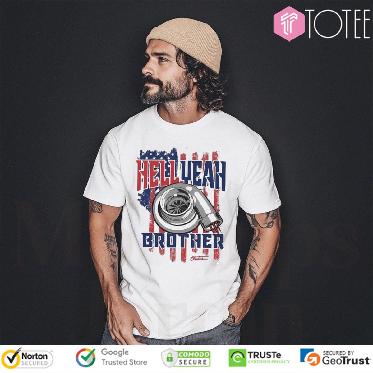 Turbo Cleetus McFarland Hell Yeah Brother American Flag Signature T-Shirt