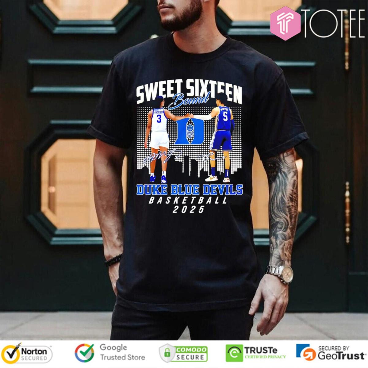 Sweet Sixteen Bound Duke Blue Devils Basketball 2025 Signatures T-Shirt