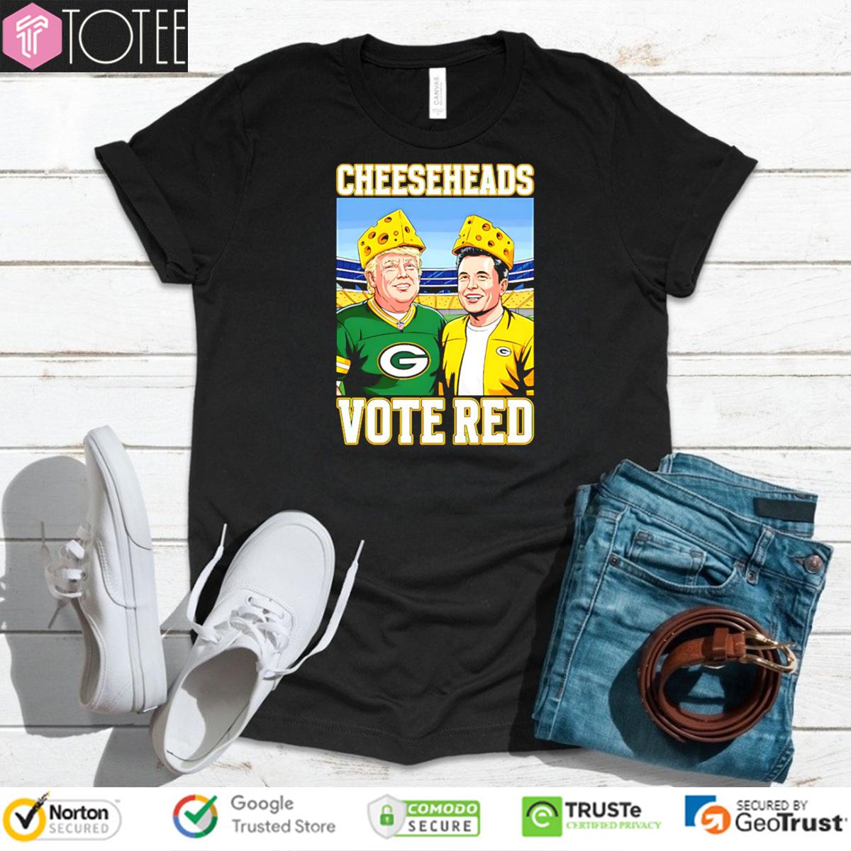 Cheeseheads Vote Red Trump Musk Green Bay Packers T-Shirt