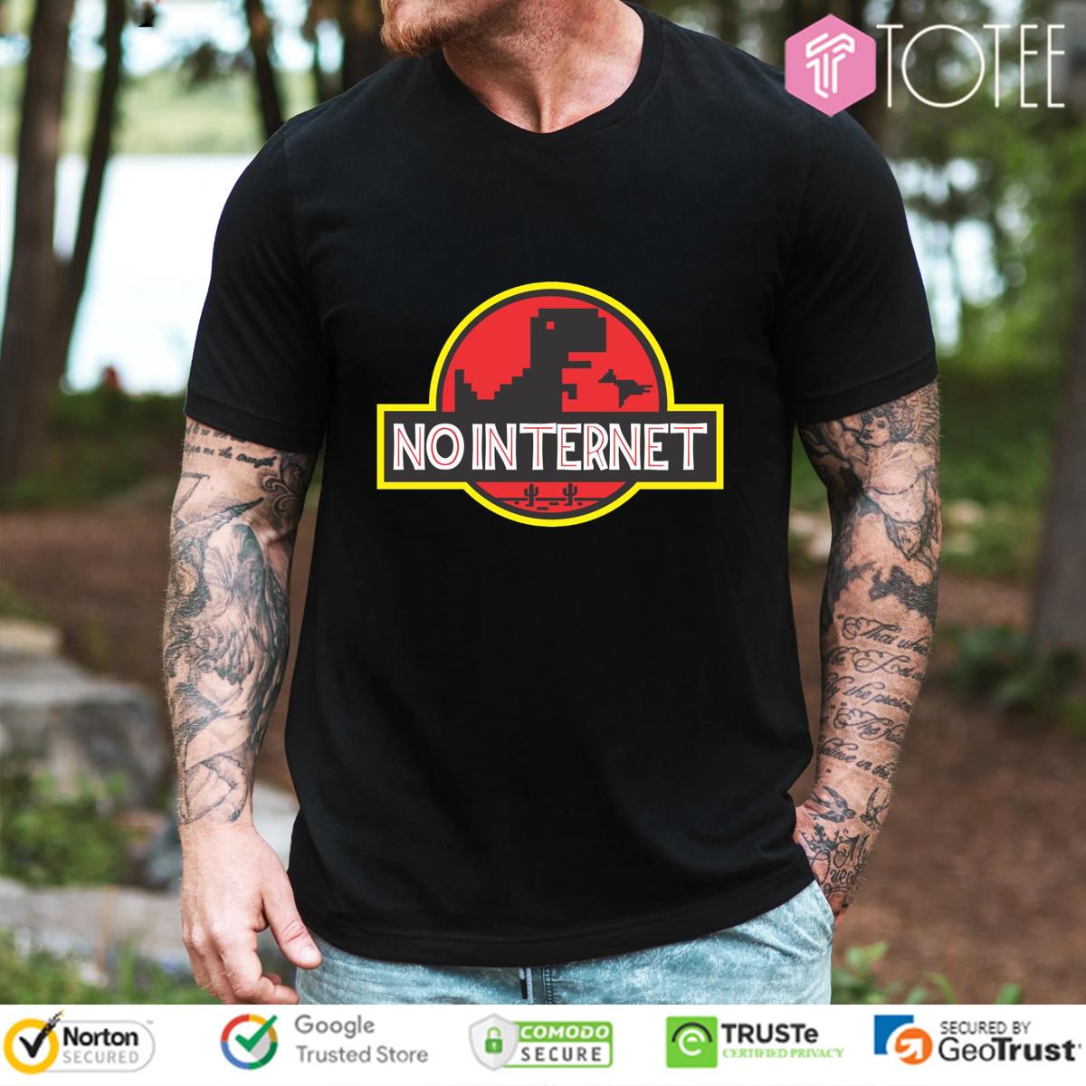 No Internet Parody Jurassic Park Logo T-Shirt