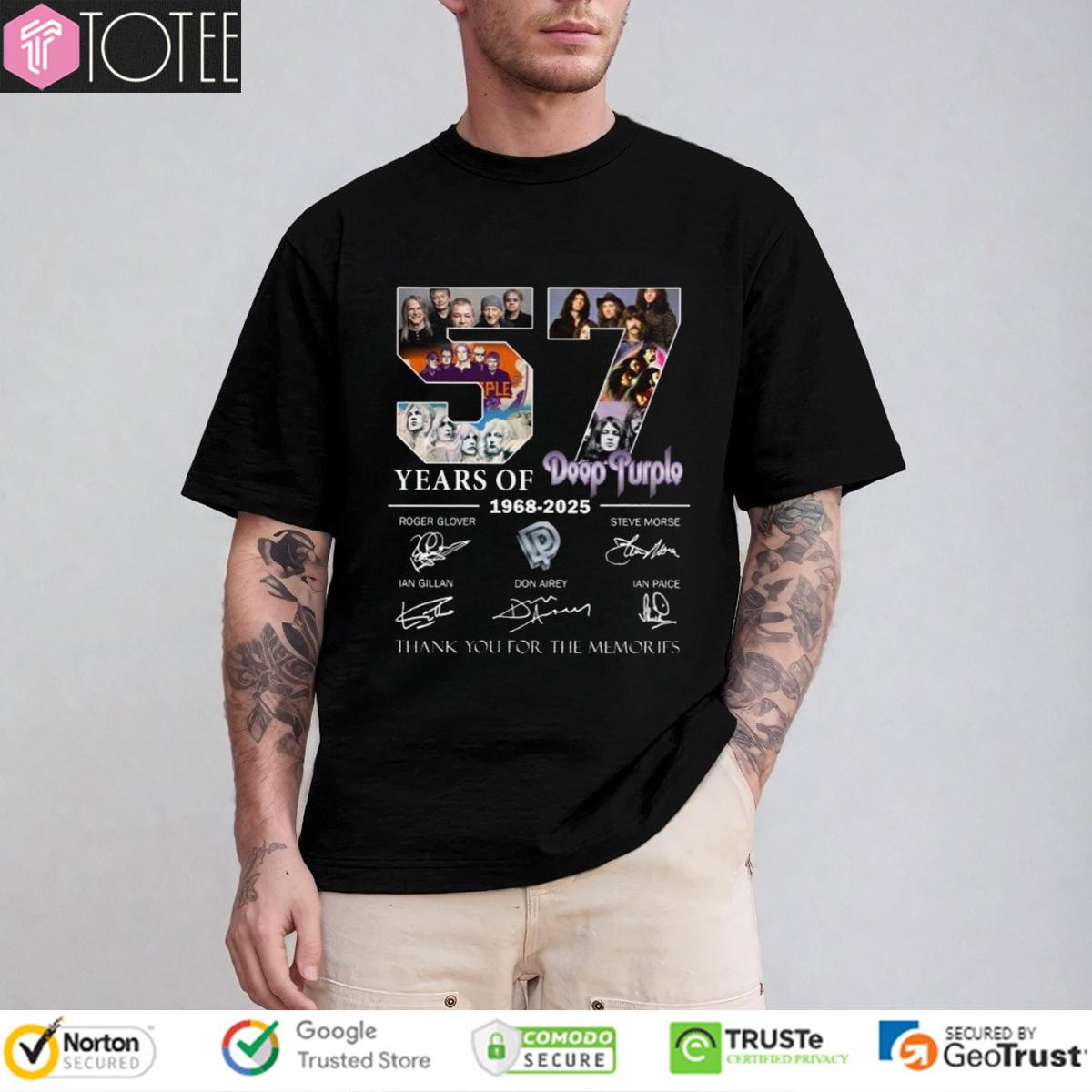 57 Years Of Deep Purple 1968-2025 Thank You Signatures t-shirt