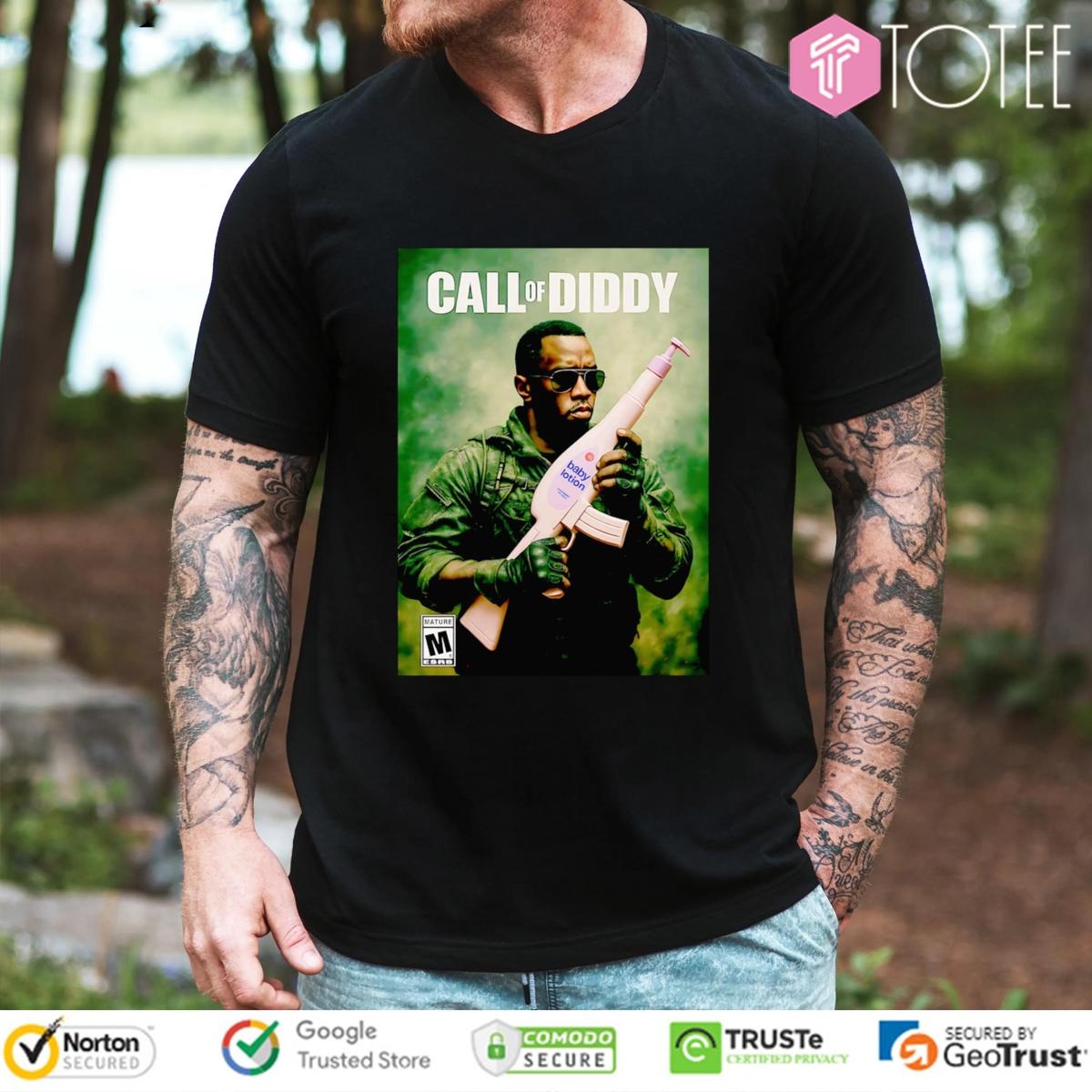 Call Of Diddy Baby Lotion Parody Call Of Duty t-shirt