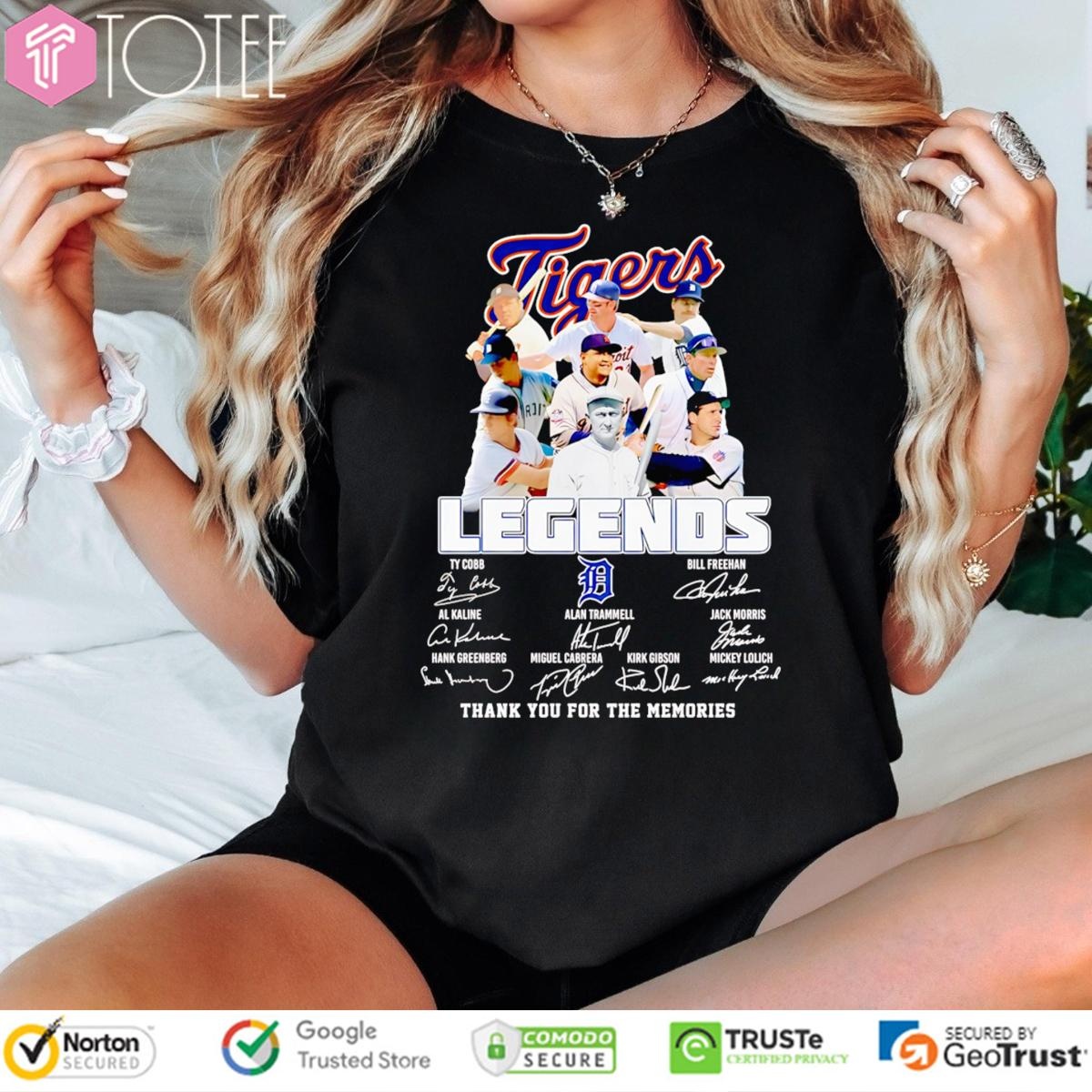 Detroit Tigers Legends Baseball Signatures t-shirt