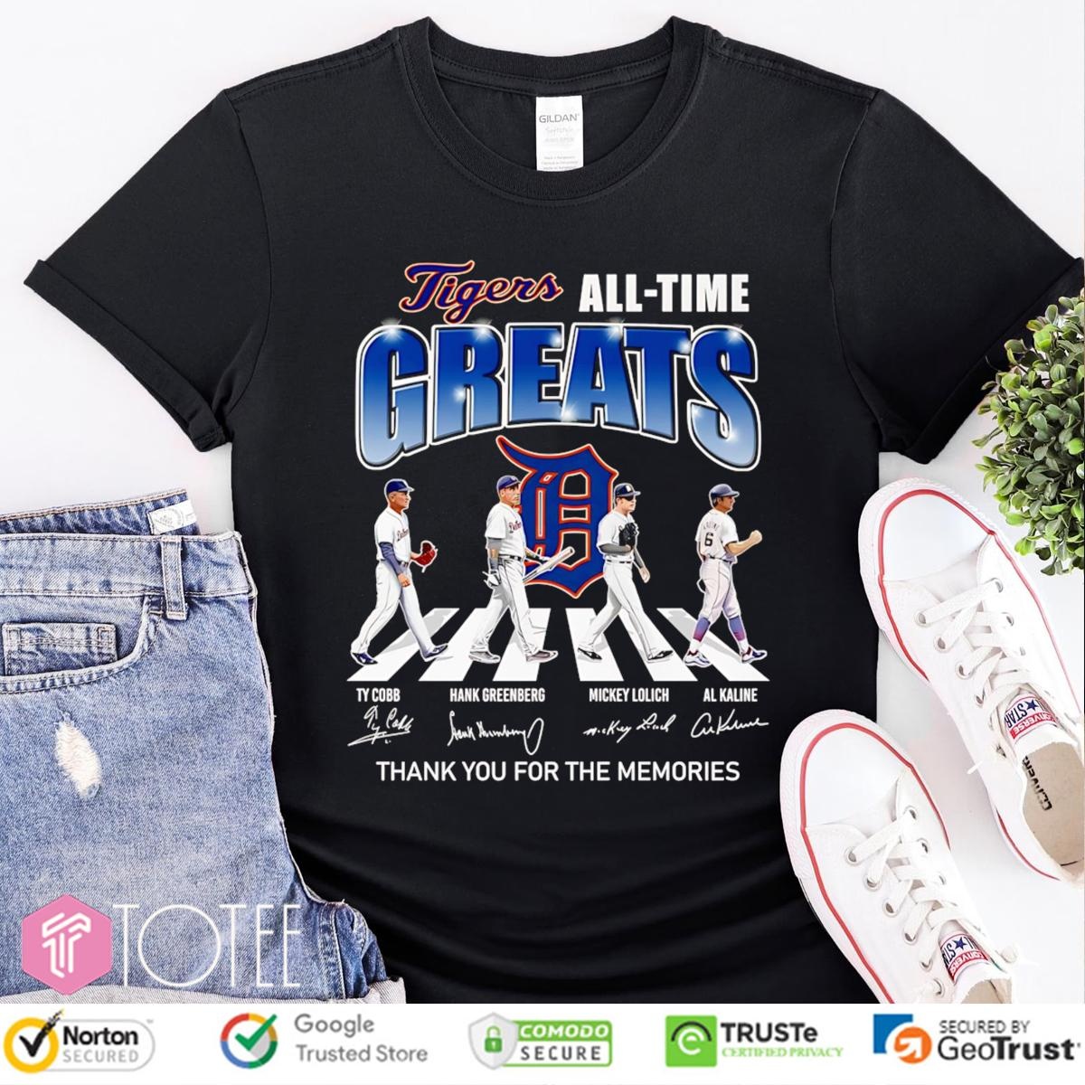 Detroit Tigers Baseball All-Time Greats Abbey Road Signatures T-shirt