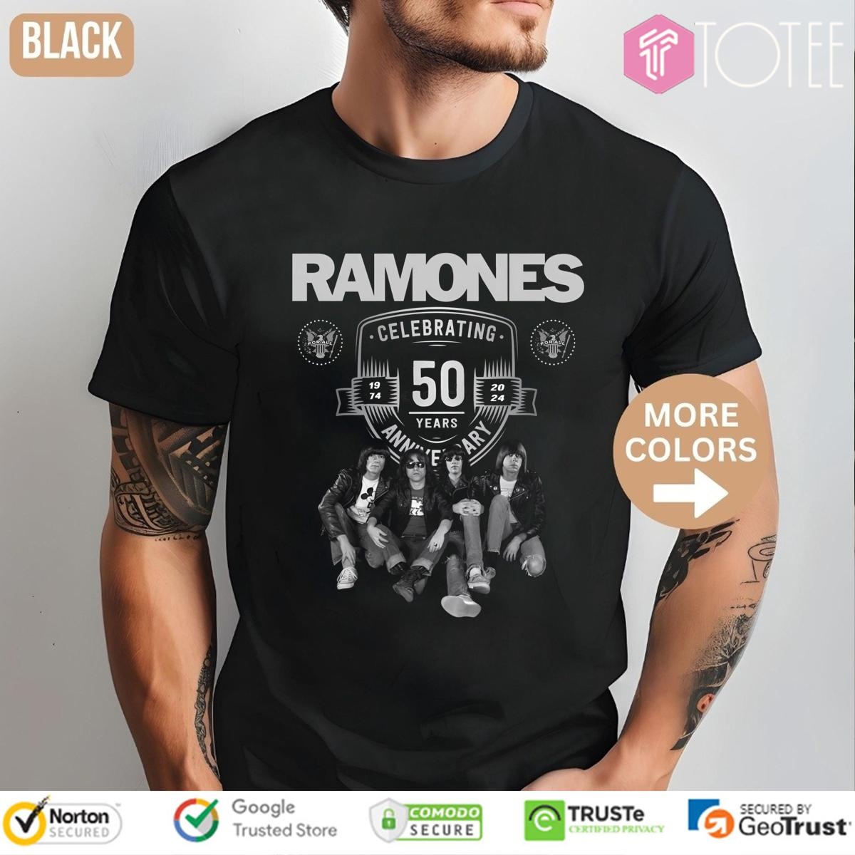 Ramones 50Th Anniversary Celebrating 50 Years Of Rock Band T-shirt