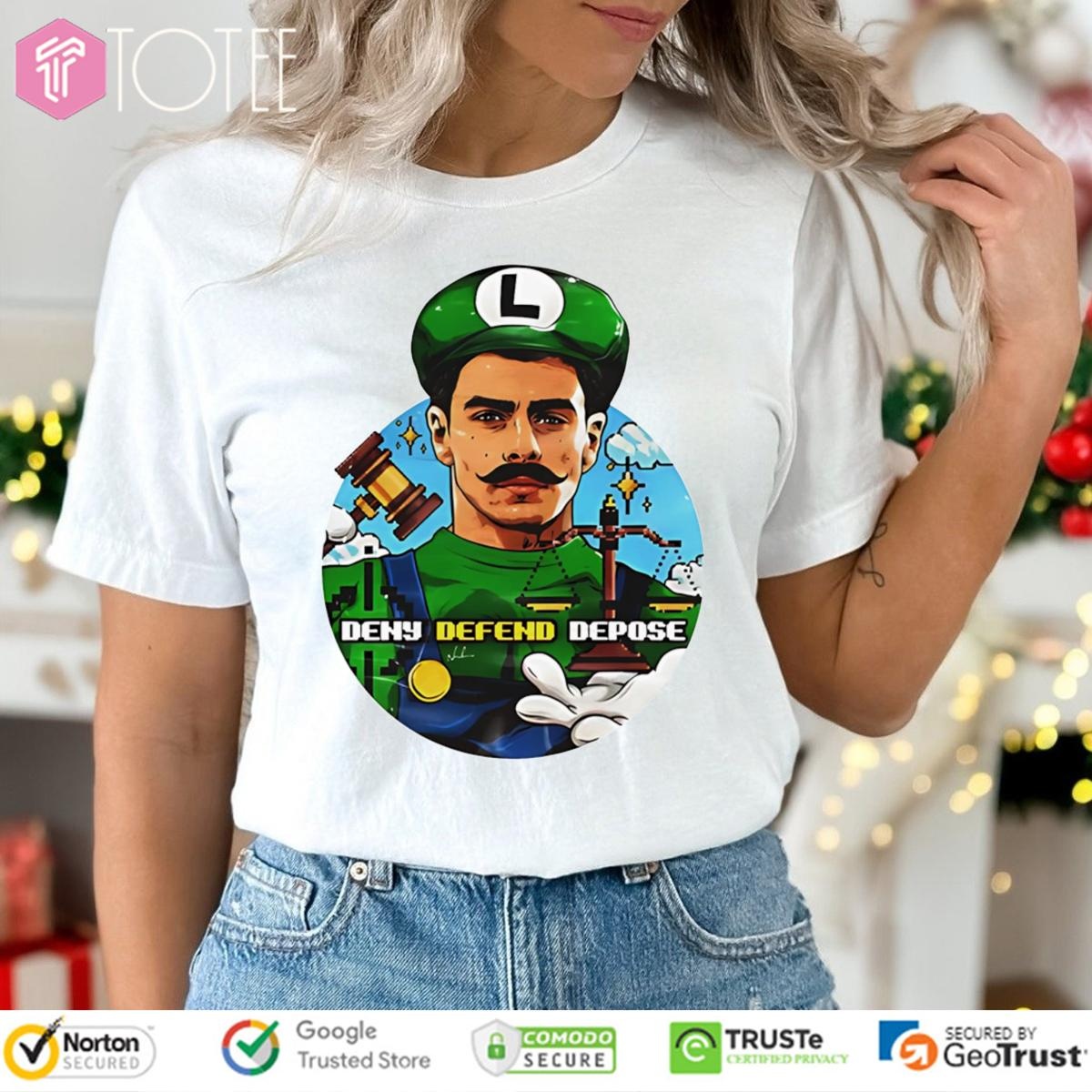 Deny Defend Depose Luigi Mangione Super Mario Bros T-shirt