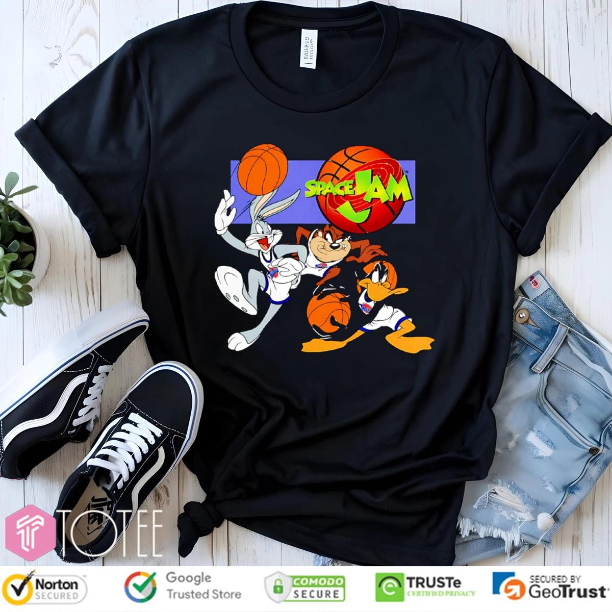 Looney Tunes Space Jam Bugs Taz Daffy Basketball T-shirt