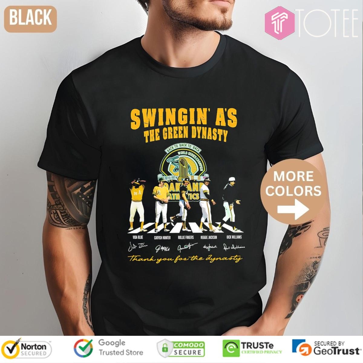 Oakland Athletics Swingin' A's The Green Dynasty Abbey Road Signatures T-shirt