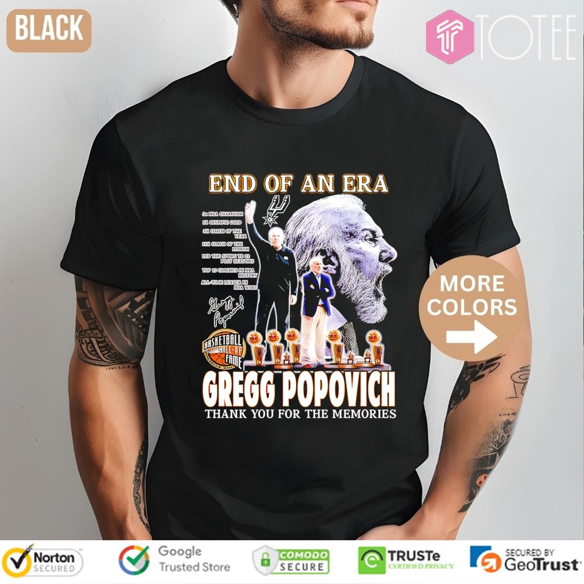 End Of An Era Gregg Popovich San Antonio Spurs Signature T-shirt