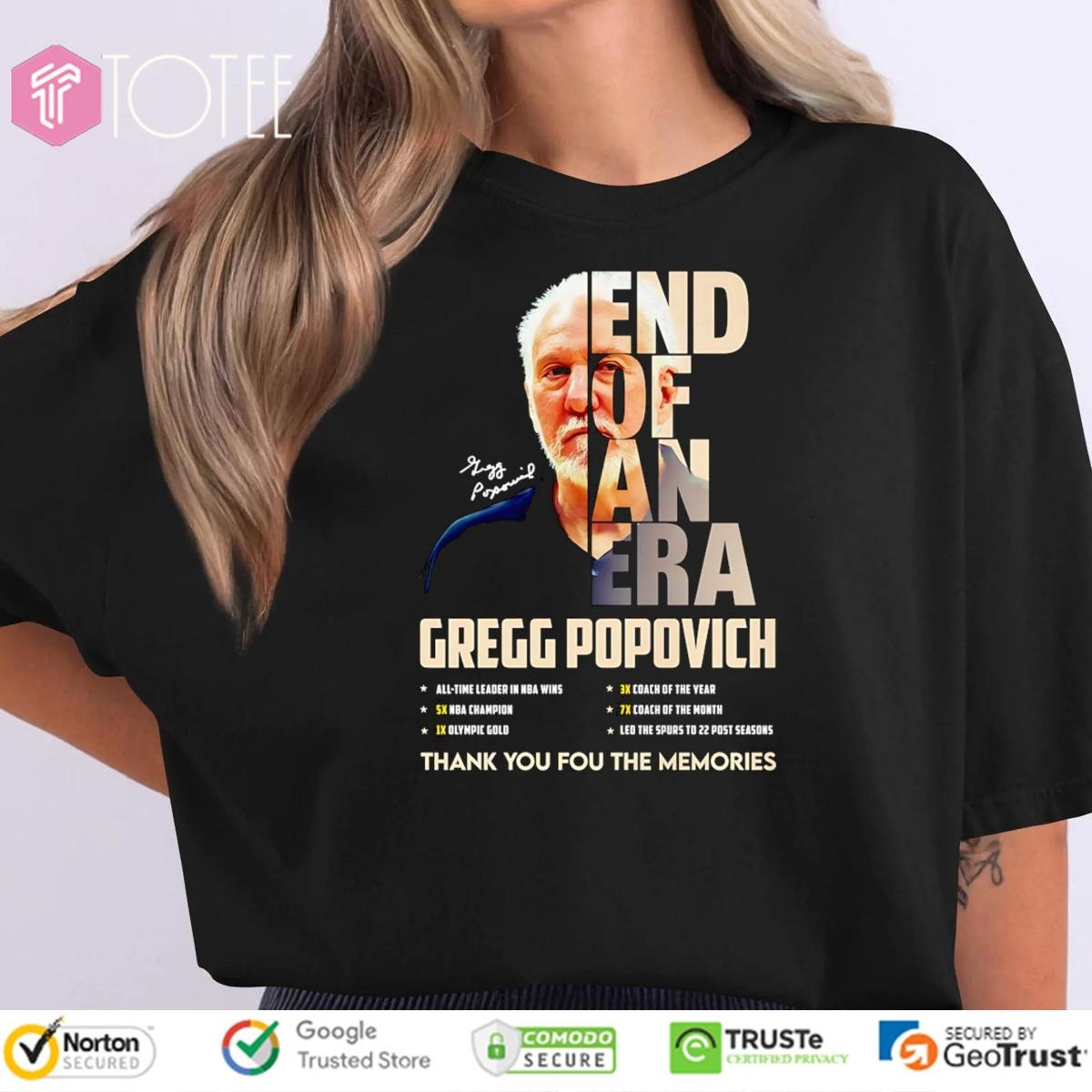 End Of An Era Gregg Popovich Spurs Basketball Thank You Coach Pop T-shirt