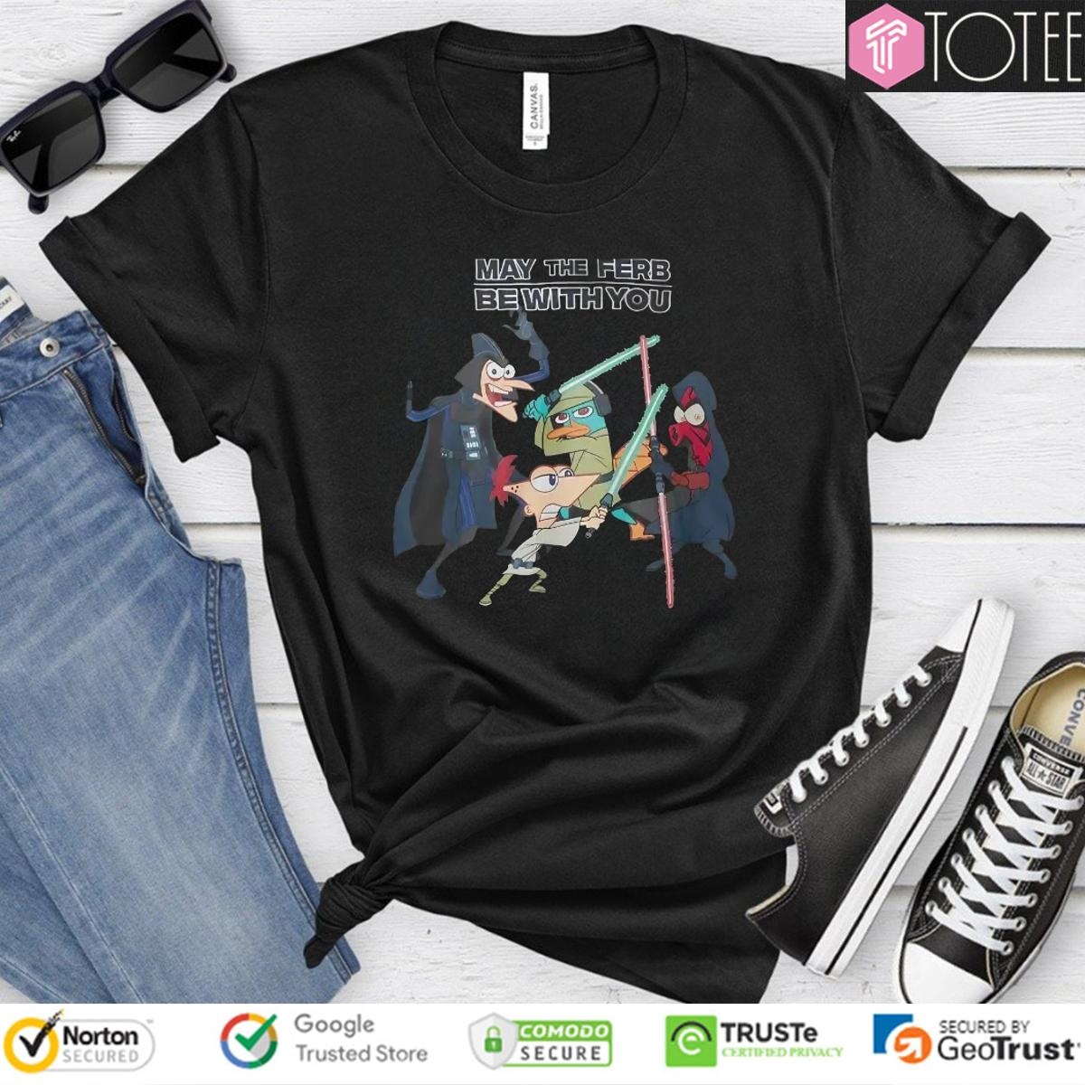 May The Ferb Be With You Parody Phineas And Ferb Star Wars T-shirt
