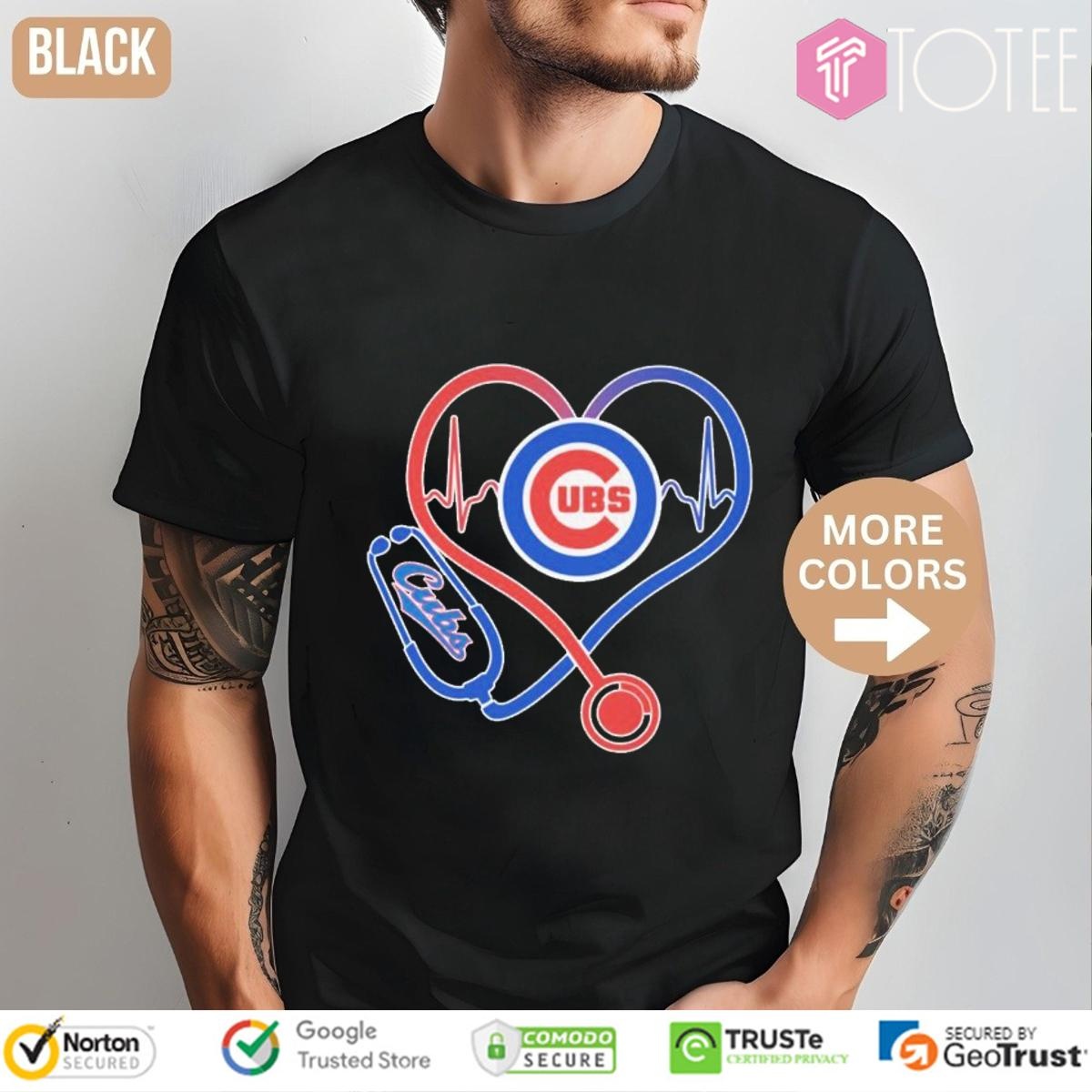 Stethoscope Heartbeat Nurse Chicago Cubs Baseball T-shirt