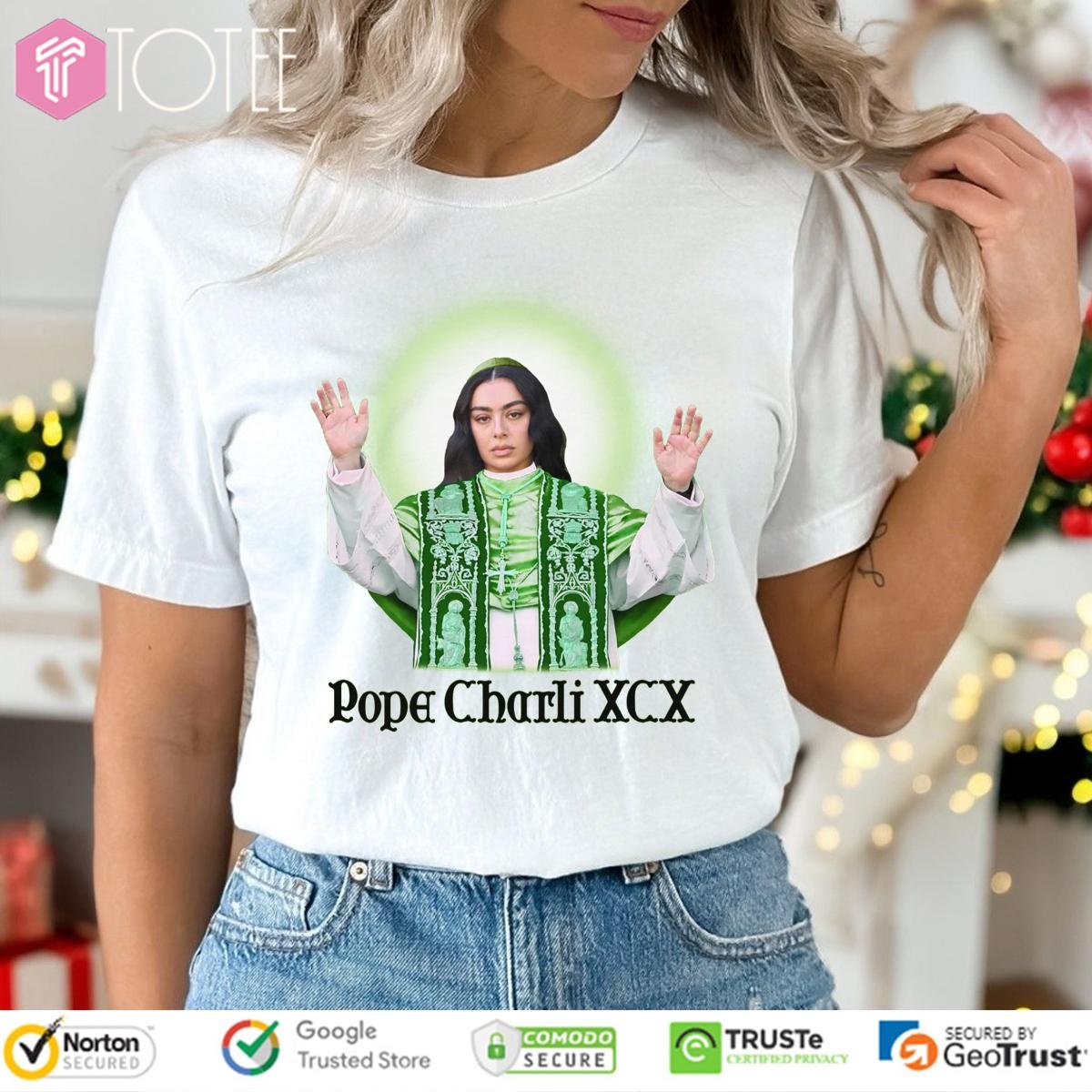 Pope Charli xcx Popstar Parody Pope Leo XIV T-shirt