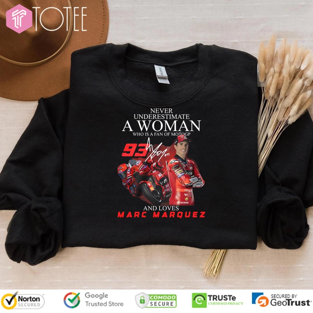 Never Underestimate A Woman Who Is A Fan Of Motogp And Loves Marc Marquez Limited Edition T-shirt 3