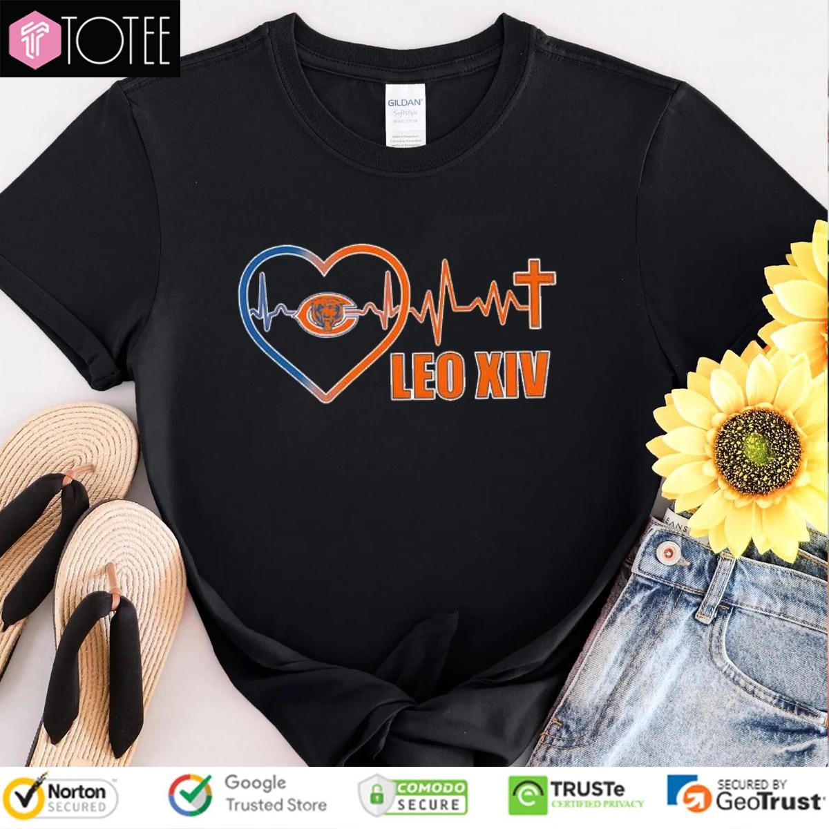 Pope Leo XIV Chicago Bears Heartbeat Nurse Stethoscope T-shirt
