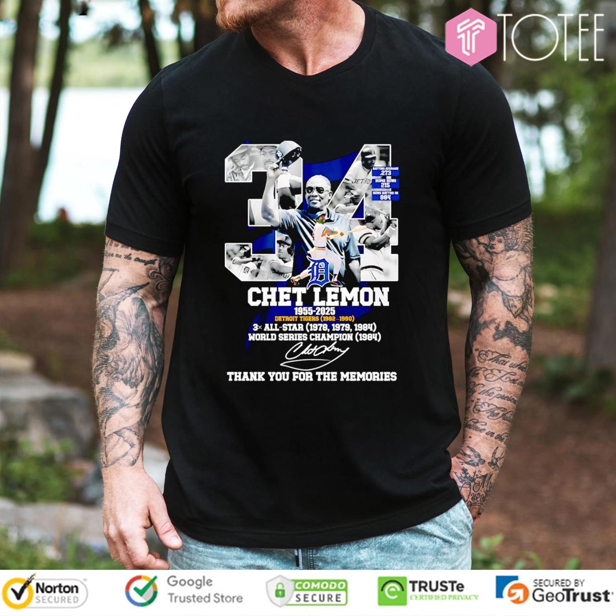 Chet Lemon 34 Detroit Tigers Rest In Peace Signature T-shirt
