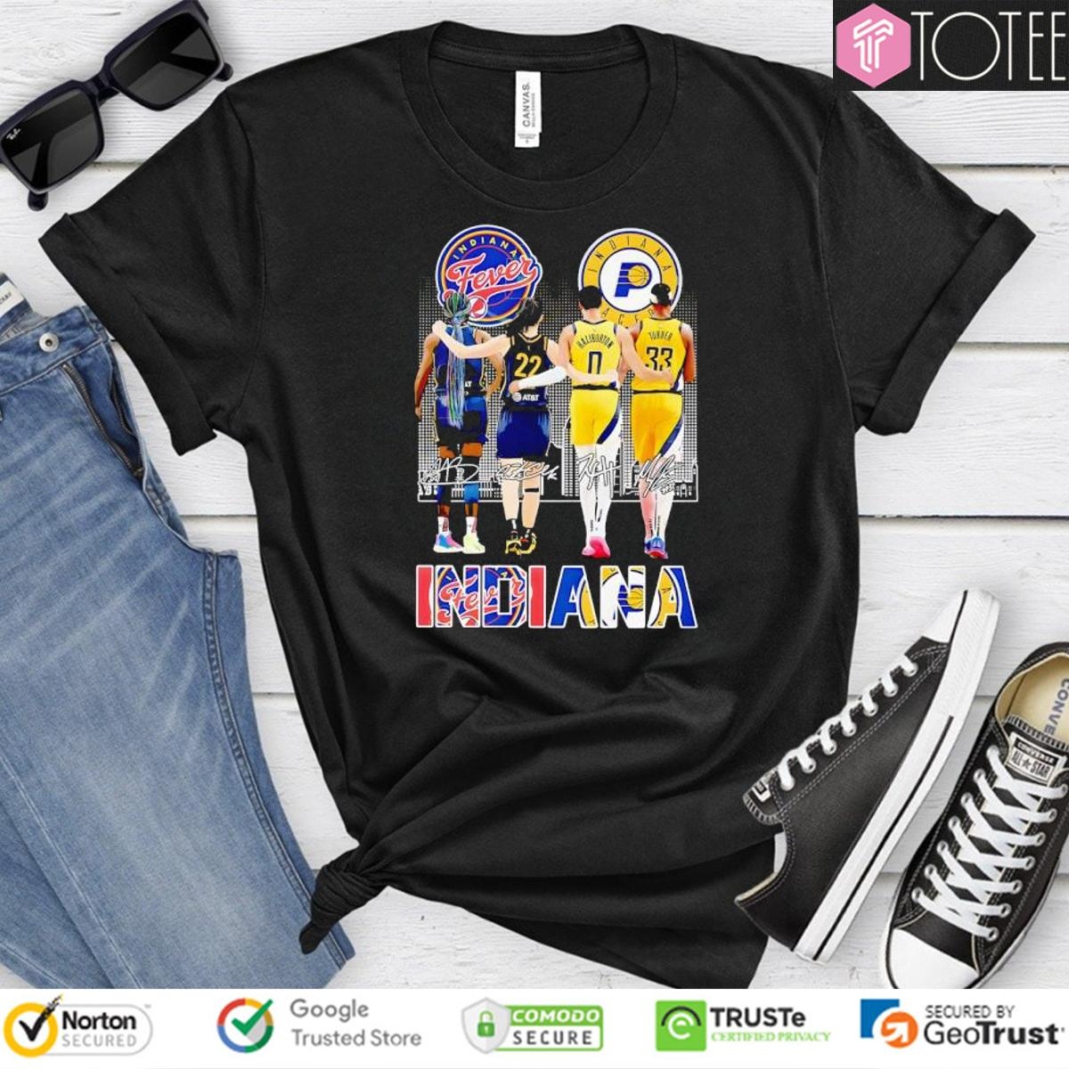 Indiana Fever And Pacers Basketball Teams Signatures T-shirt