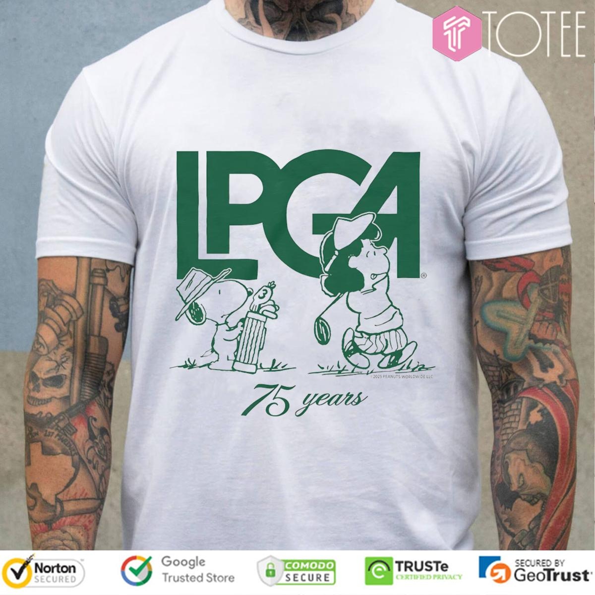 Peanuts Snoopy Lucy Lpga 75Th Anniversary Womens Golf T-shirt