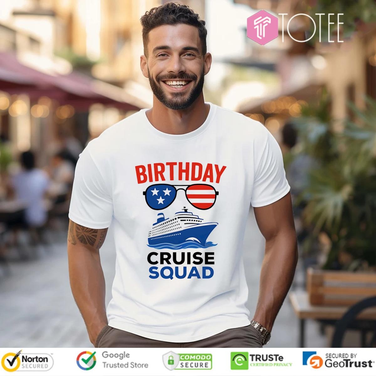 Birthday Cruise Squad Sunglasses American Flag T-shirt