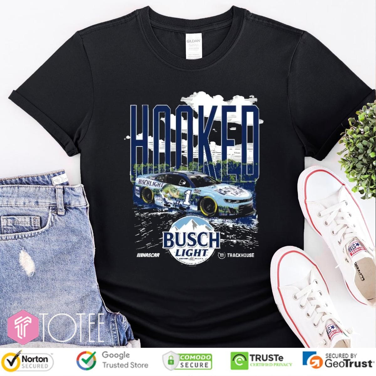 Ross Chastain No. 1 Busch Light Fishing Hooked 2025 T-shirt