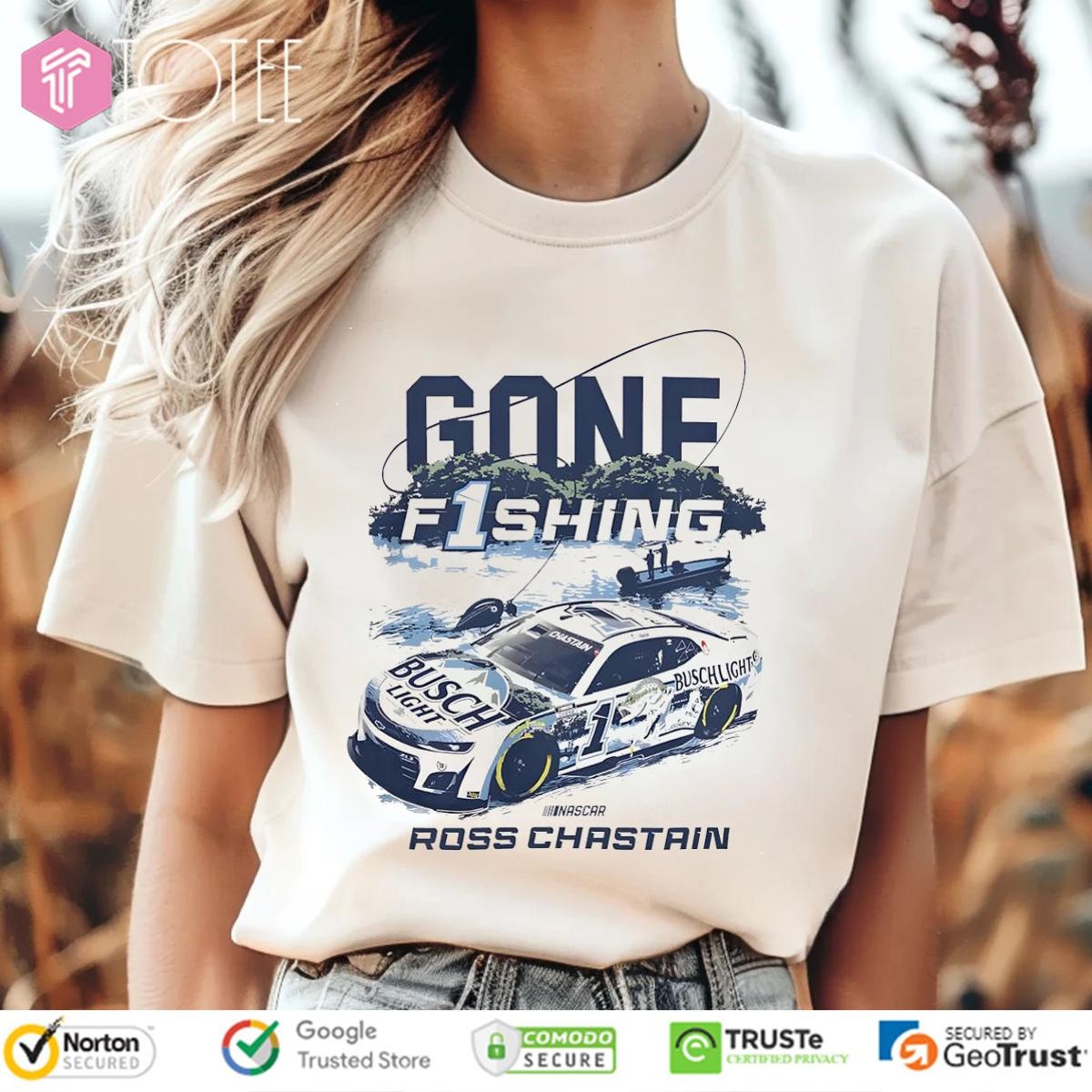 Gone Fishing Busch Light Nascar Ross Chastain Fishing Hooked T-shirt