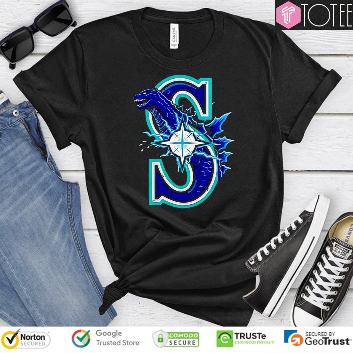 Godzilla Parody Seattle Mariners Baseball Logo T-shirt