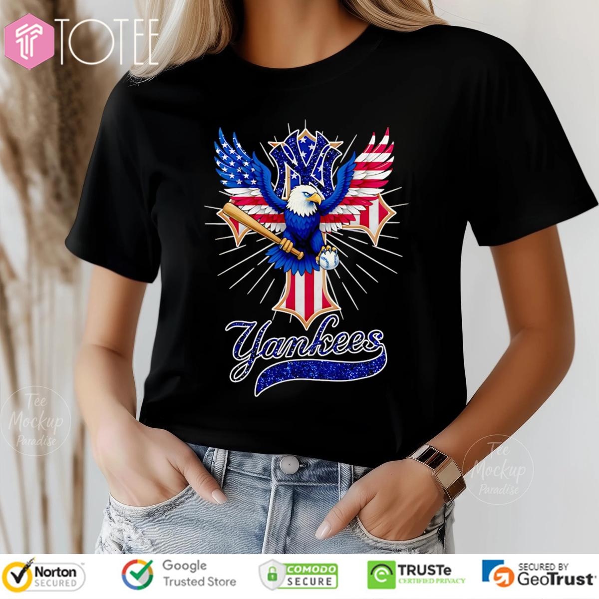 Eagle Baseball Cross New York Yankees T-shirt 4