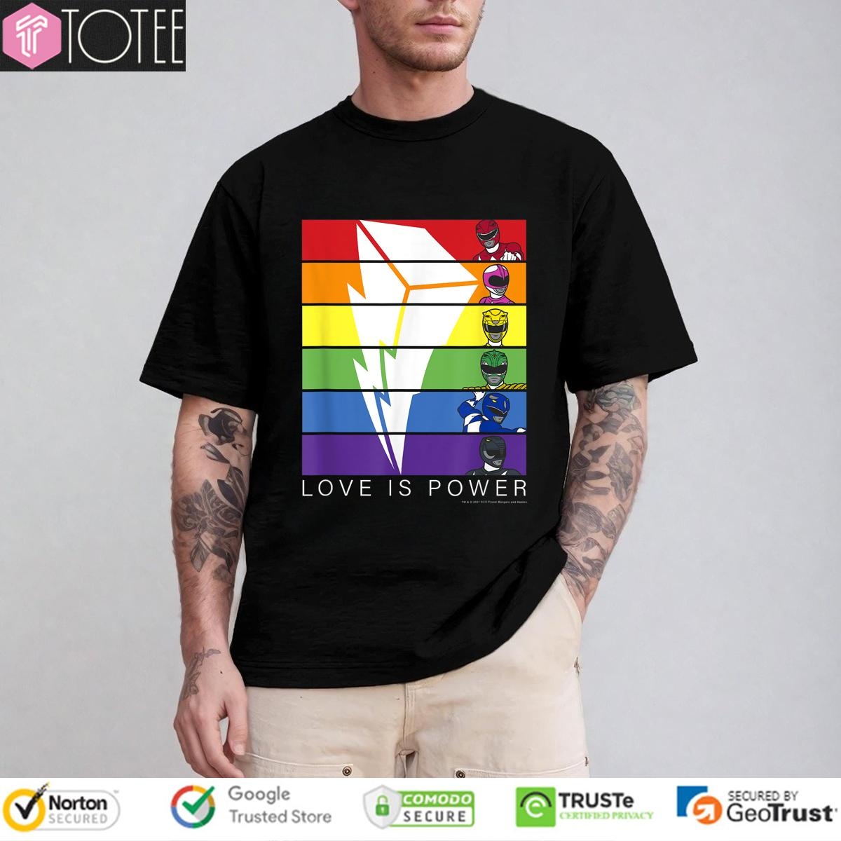 Love Is Power Rangers Parody Lgbt Rainbow T-shirt