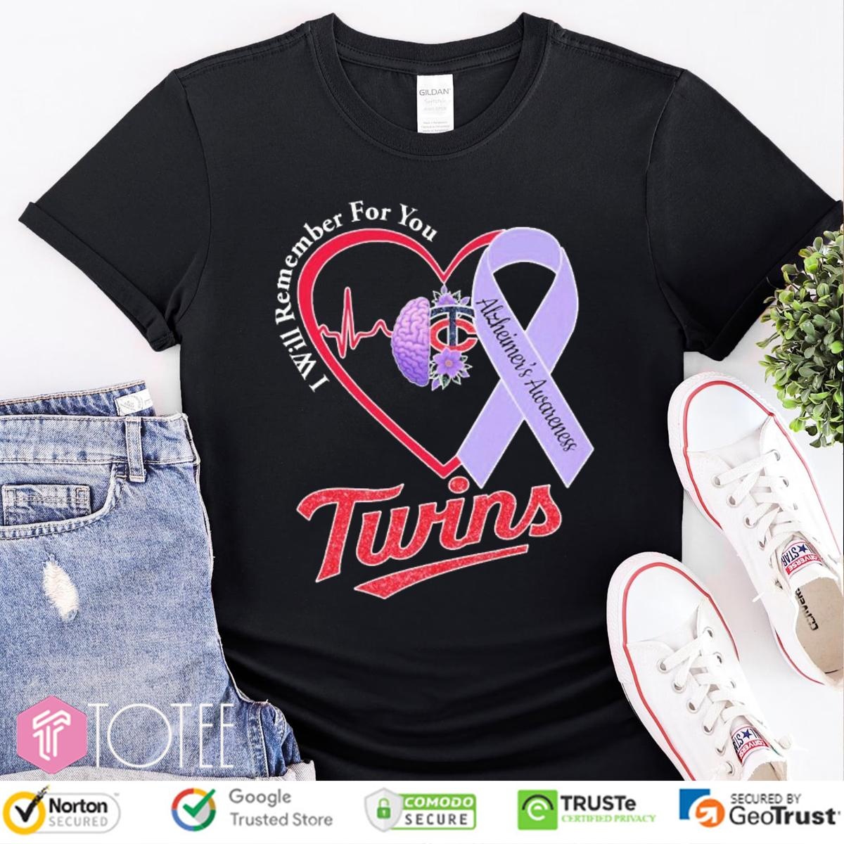 Minnesota Twins Baseball Alzheimers Awareness Heartbeat T-shirt