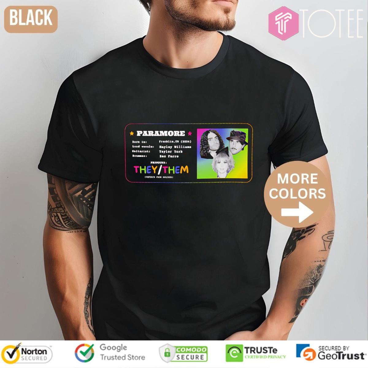 Paramore Pronouns Are They Them Paramore Rock Band T-shirt