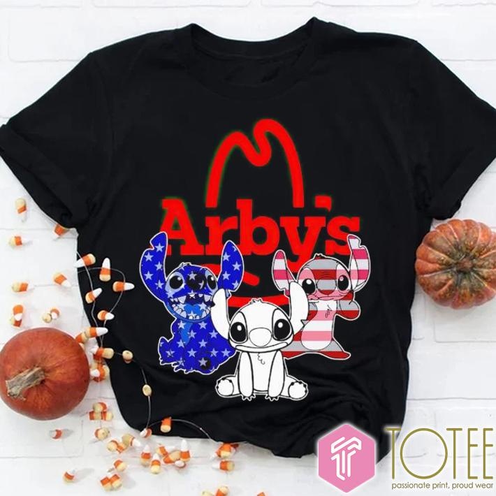 Stitch Arbys Red White And Blue American Flag 4Th Of July T-shirt