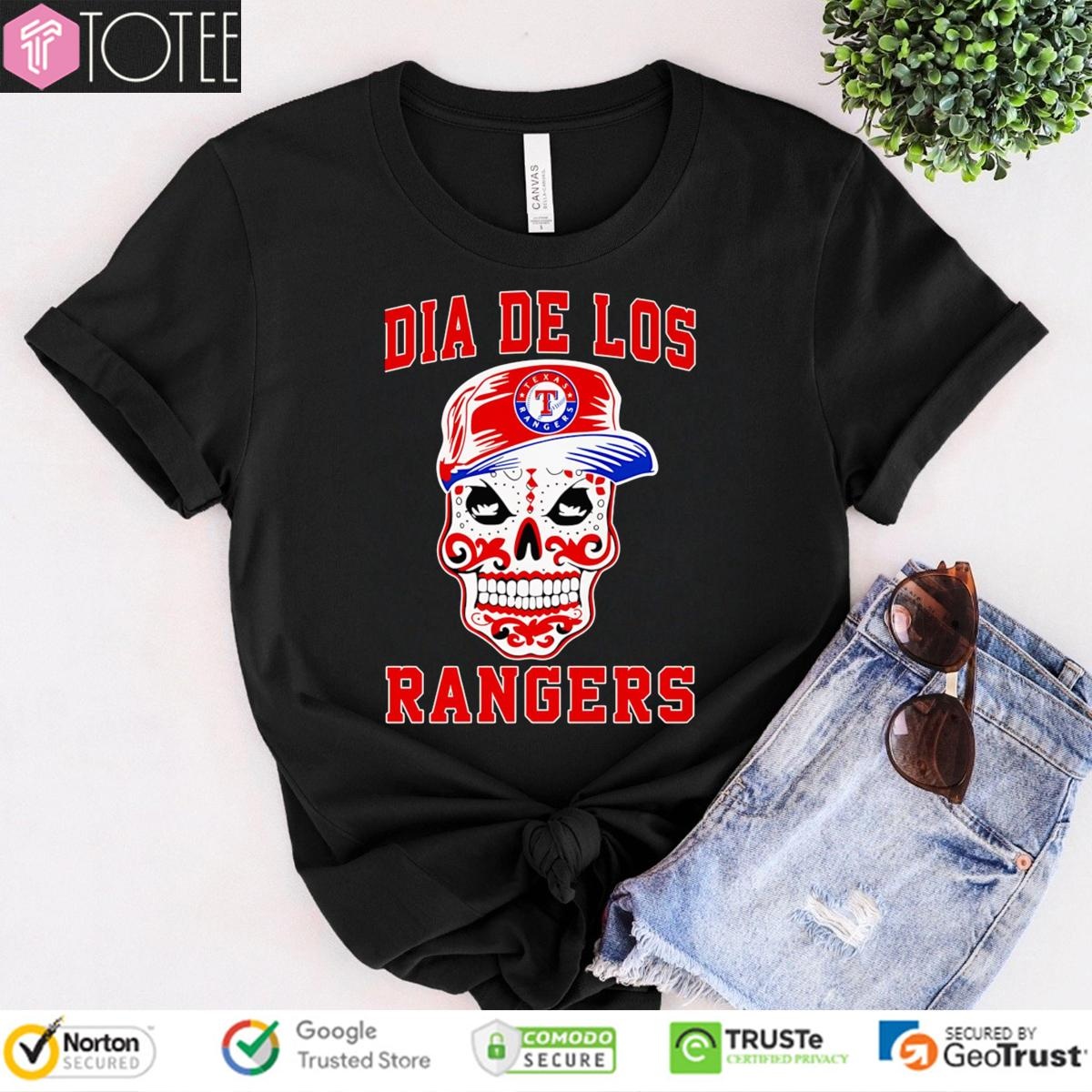 Sugar Skull Dia De Los Texas Rangers Baseball T-shirt