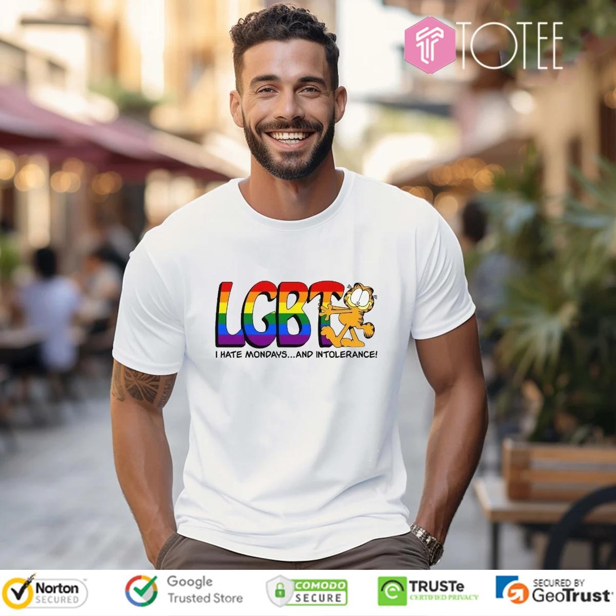 Lgbt Pride I Hate Mondays And Intolerance Garfield Cat T-shirt