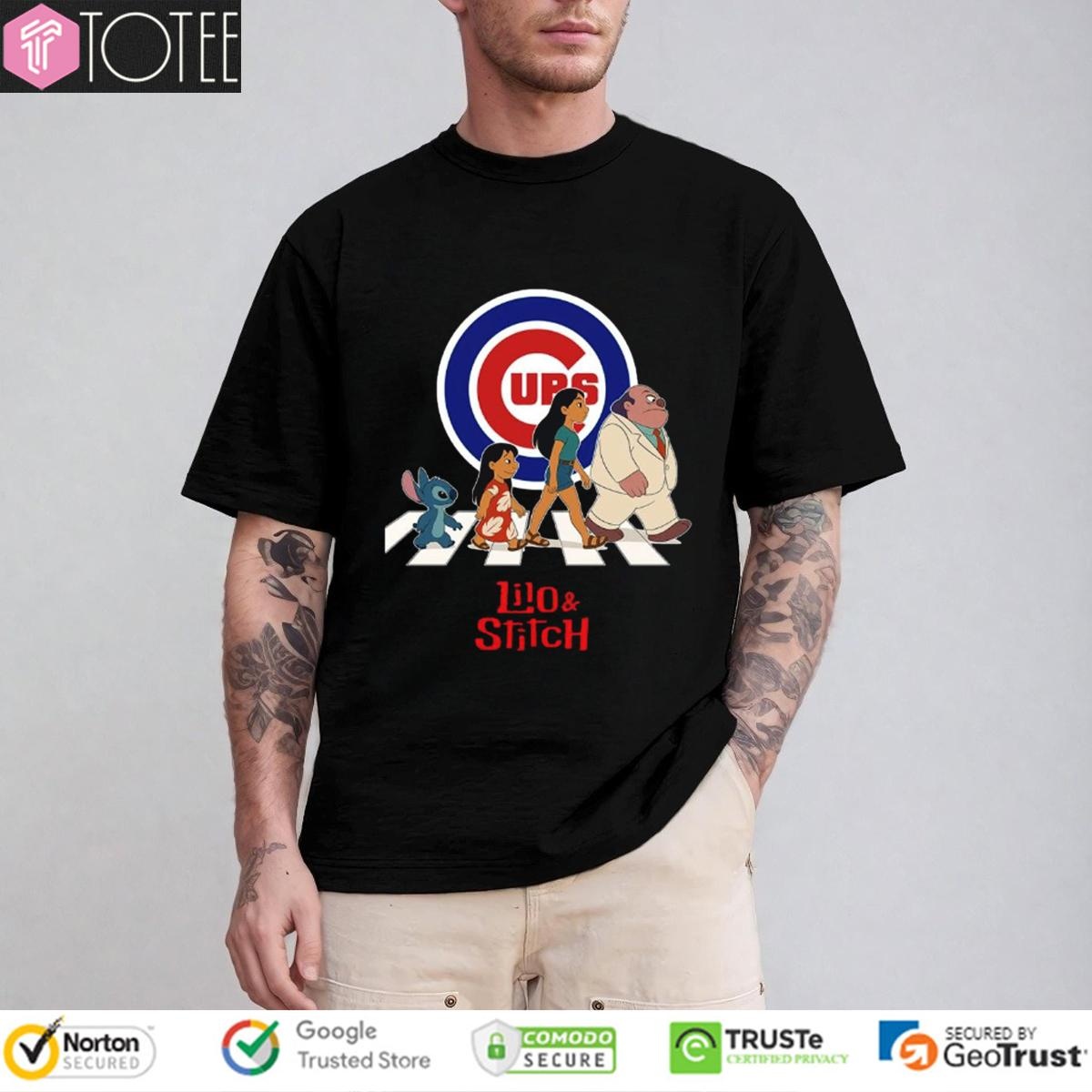 Lilo And Stitch Abbey Road Chicago Cubs Baseball T-shirt