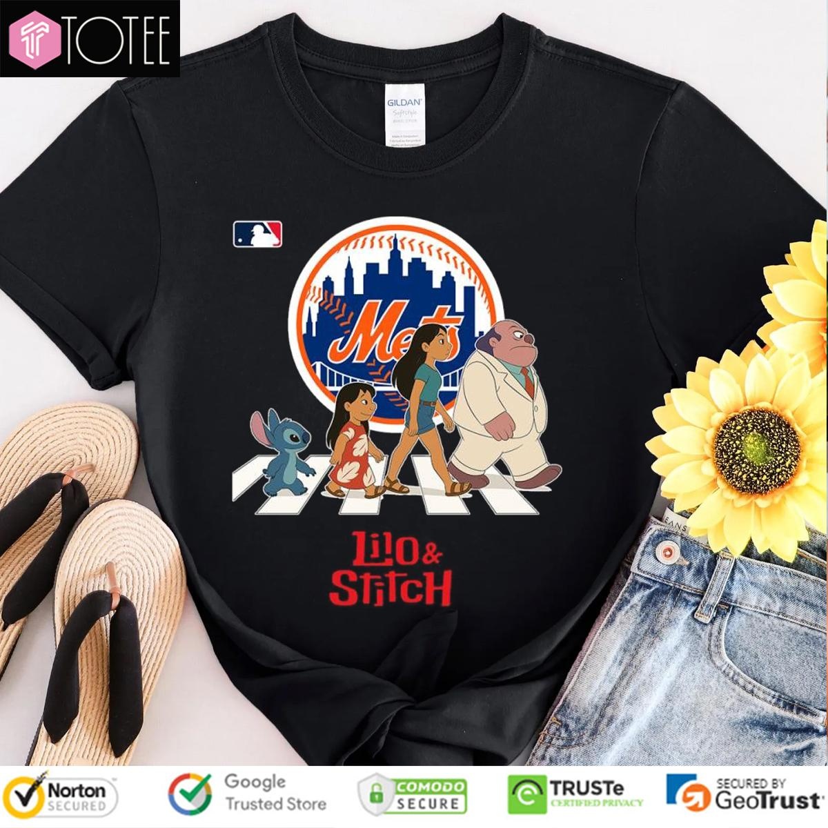 Lilo And Stitch Abbey Road New York Mets Baseball T-shirt