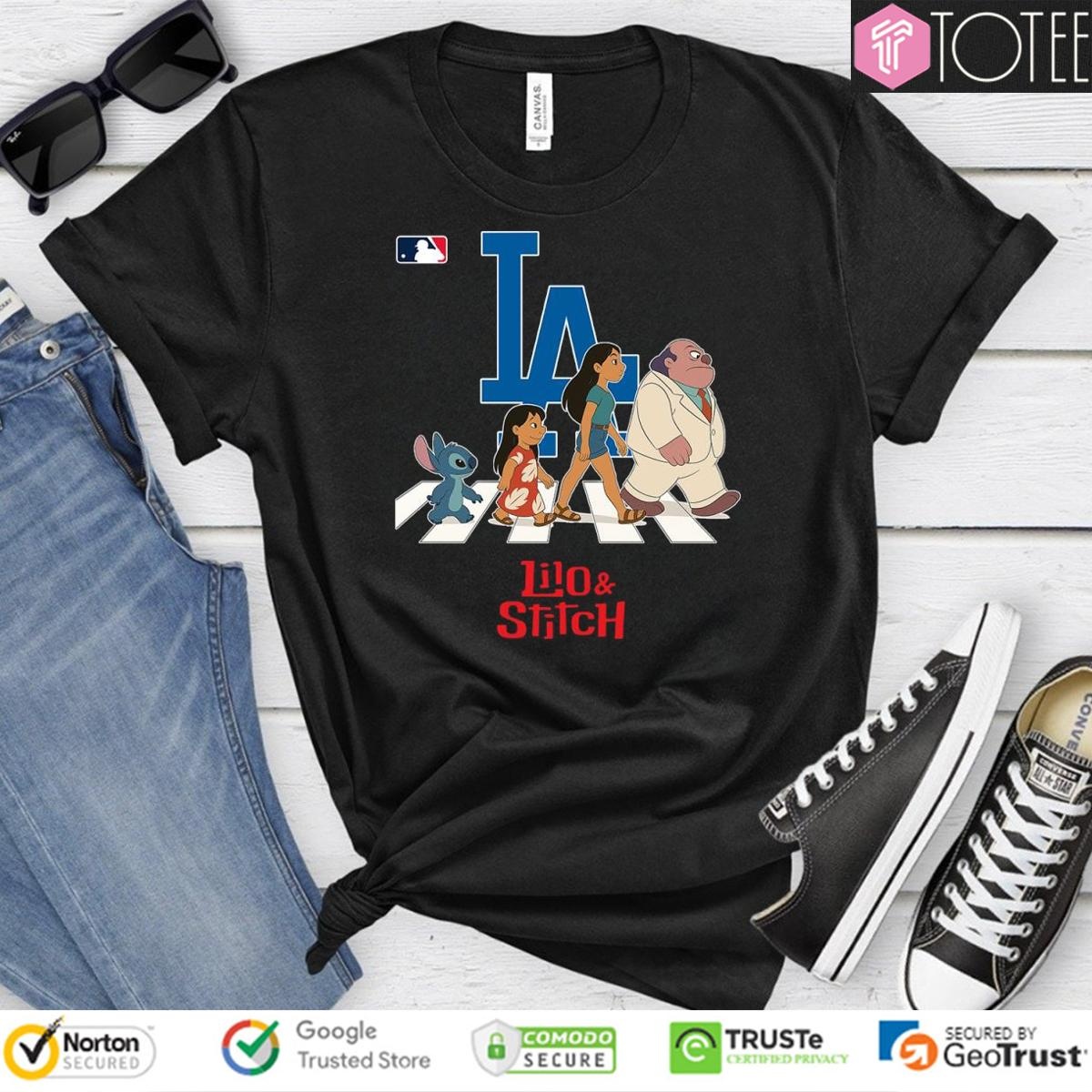 Los Angeles Dodgers Lilo And Stitch Abbey Road T-shirt