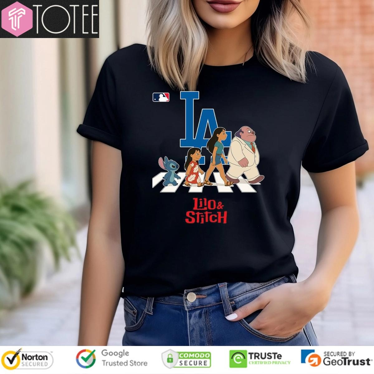 Los Angeles Dodgers Lilo And Stitch Abbey Road T-shirt 4