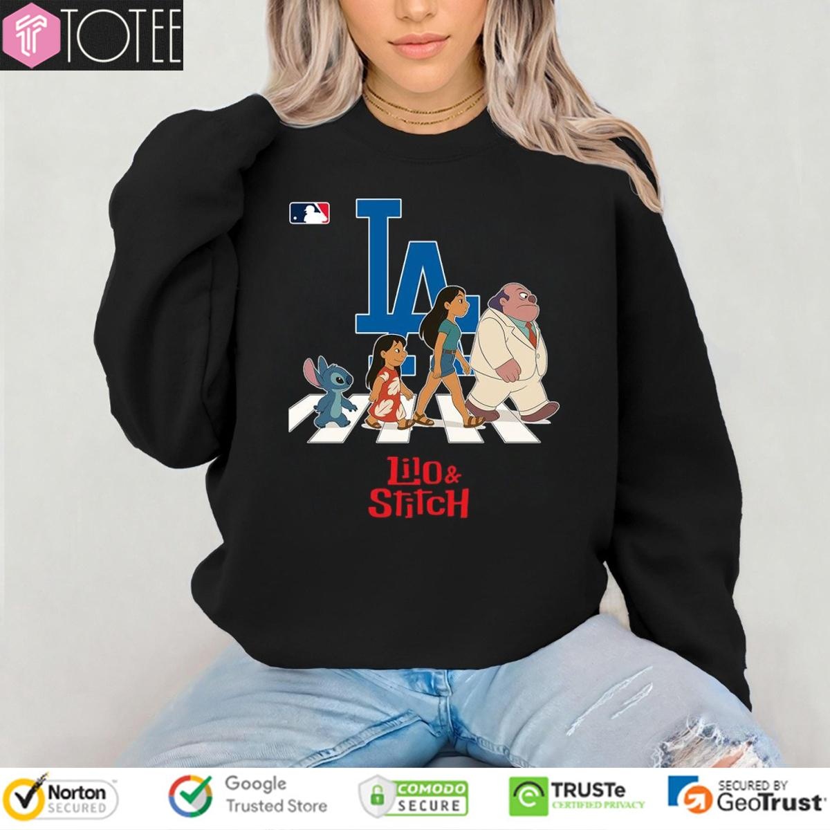 Los Angeles Dodgers Lilo And Stitch Abbey Road T-shirt 3