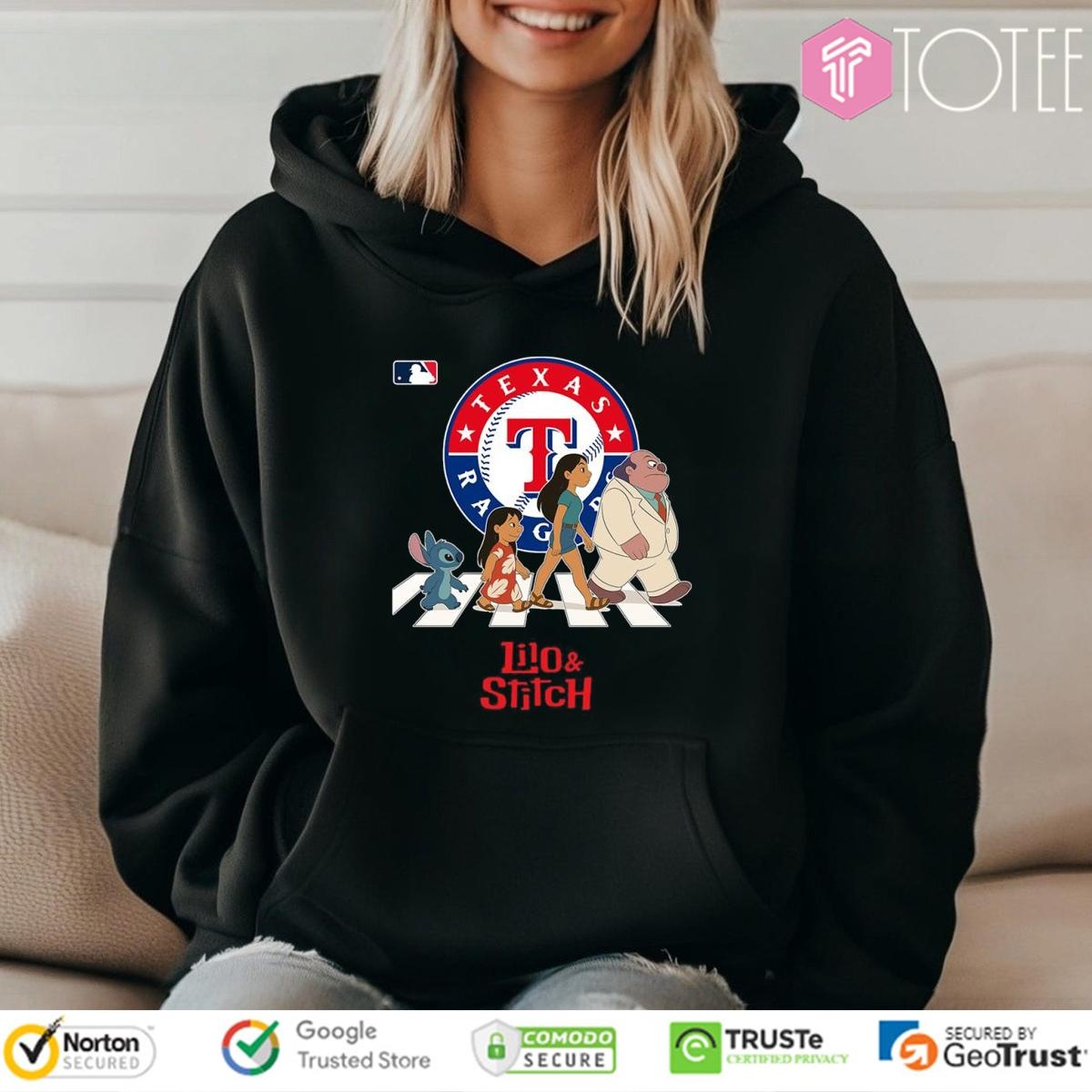Texas Rangers Lilo And Stitch Abbey Road T-shirt 2