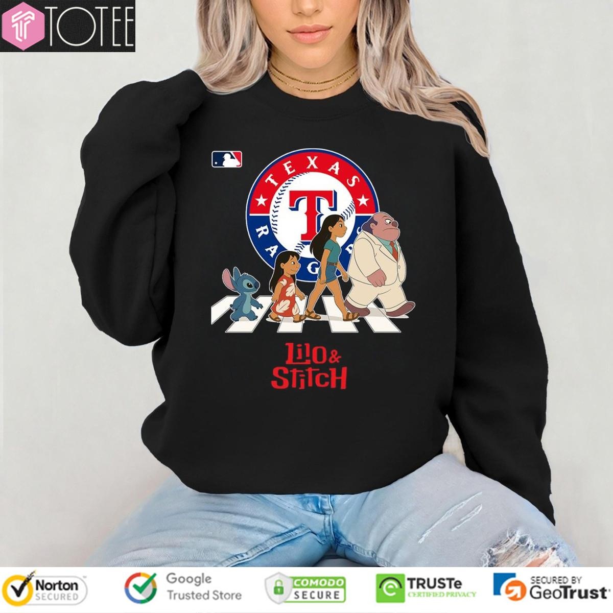 Texas Rangers Lilo And Stitch Abbey Road T-shirt 3