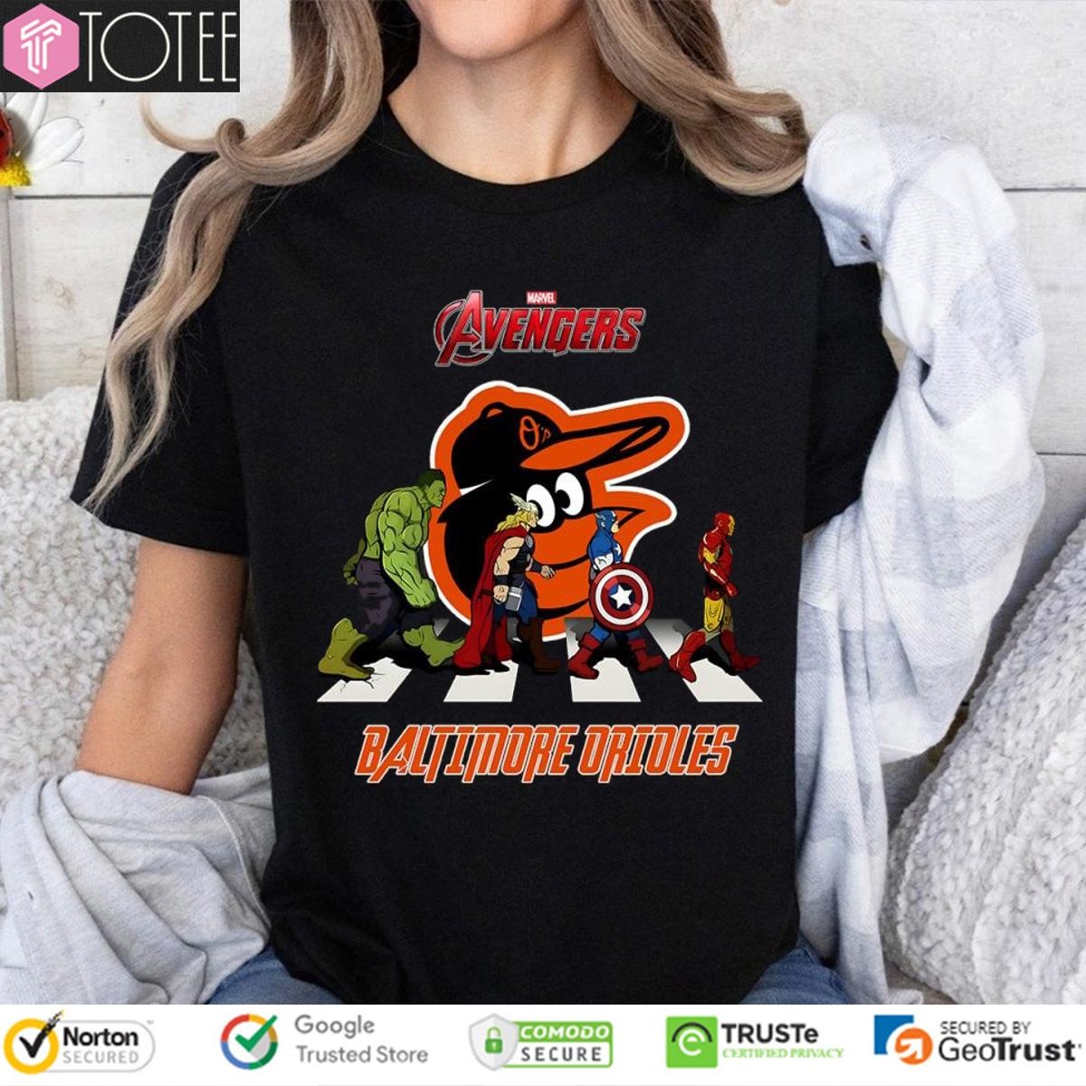 Baltimore Orioles Marvel Avengers Abbey Road T-shirt 4