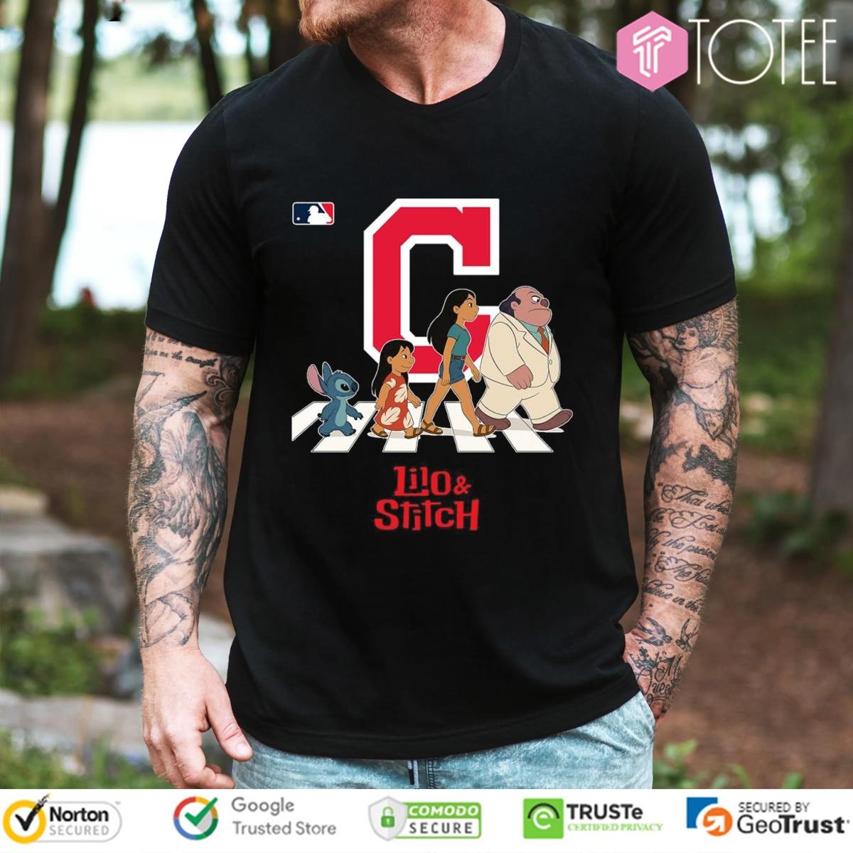 Cleveland Indians Lilo And Stitch Abbey Road Cleveland Guardians T-shirt
